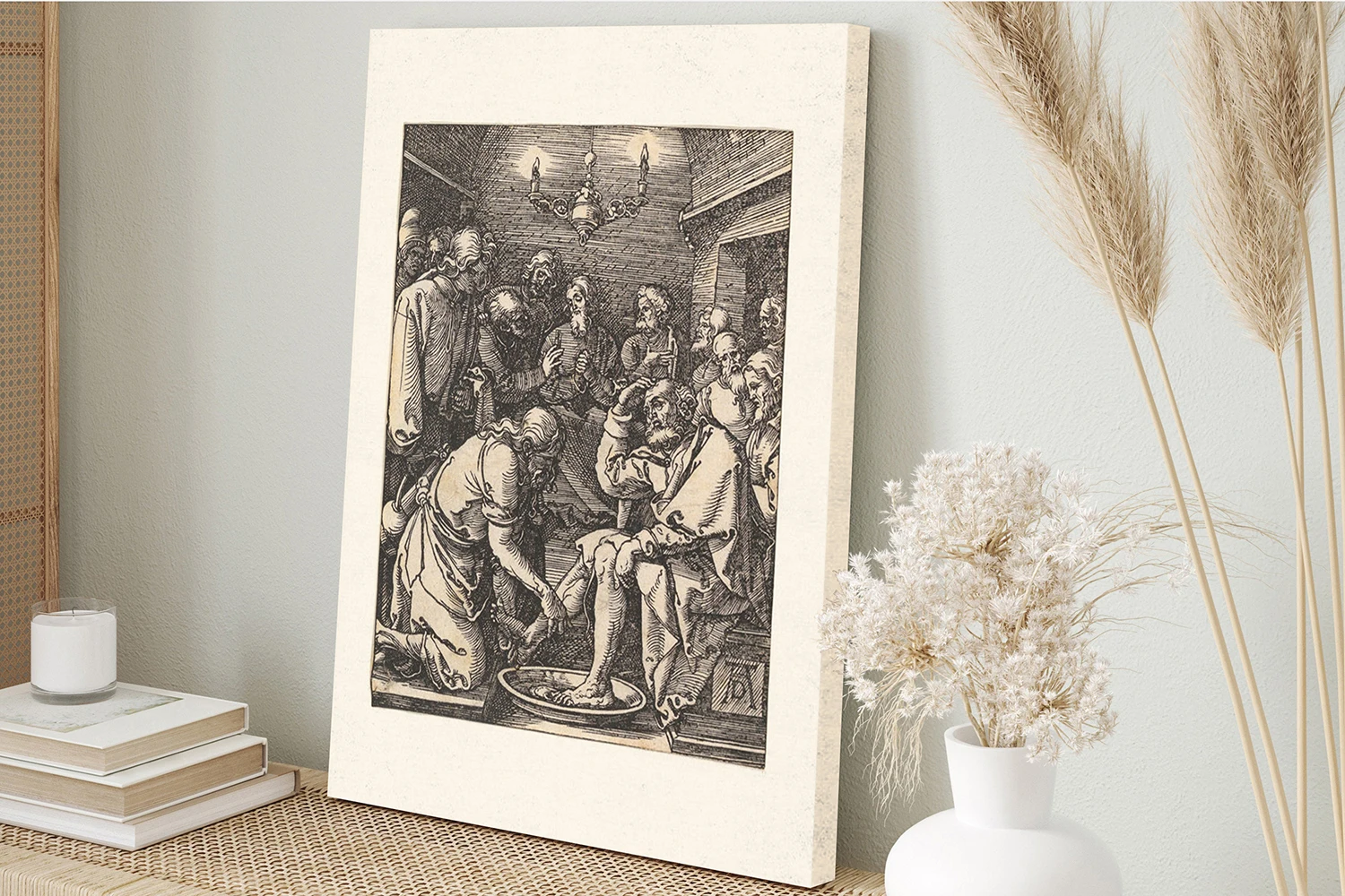 Jesus Washing Disciples Feet Prints Canvas Painting Disciple Wall Art Vintage Woodcut Bible Story Wall Decor Home Painting Art