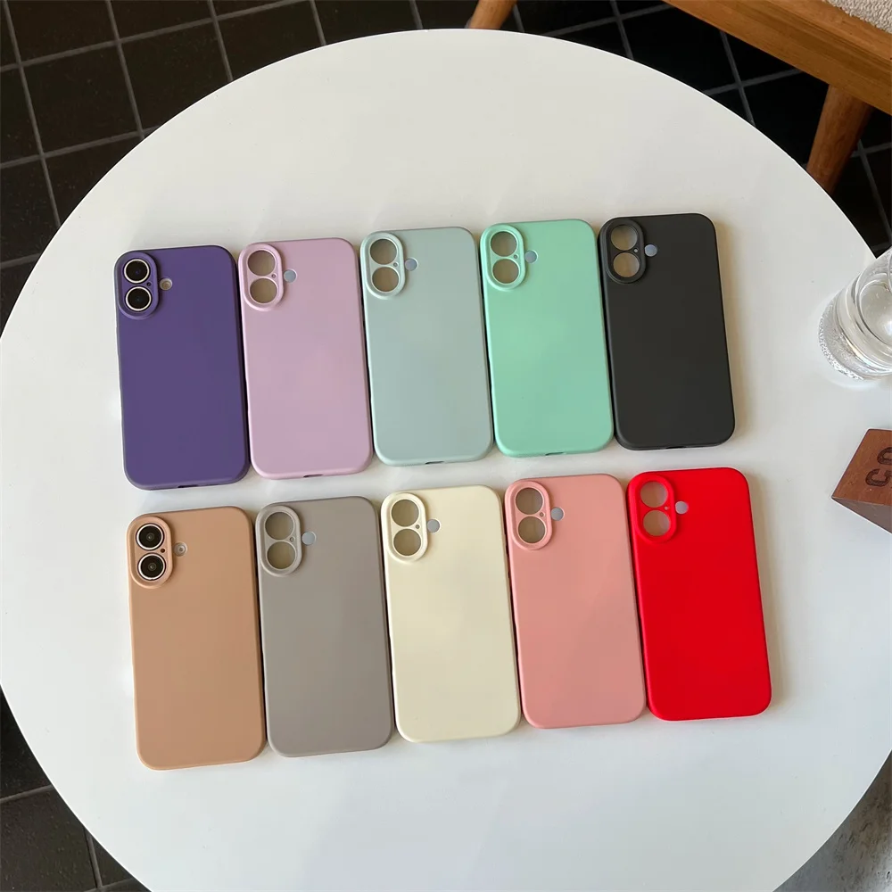 Solid Color Liquid Silicone Case for iPhone 17 Pro Max/16 Plus/15/14/13/12/11/XR/8 Plus/7/SE2 Soft Lining Cover Funda iPhone 17