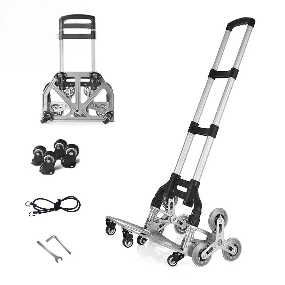 

For Stair Climbing Cart Folding Dolly Grocery Shopping Mute Wheels 180lbs Capacity Aluminum Hand Truck Shopping Cart Rolling Swi