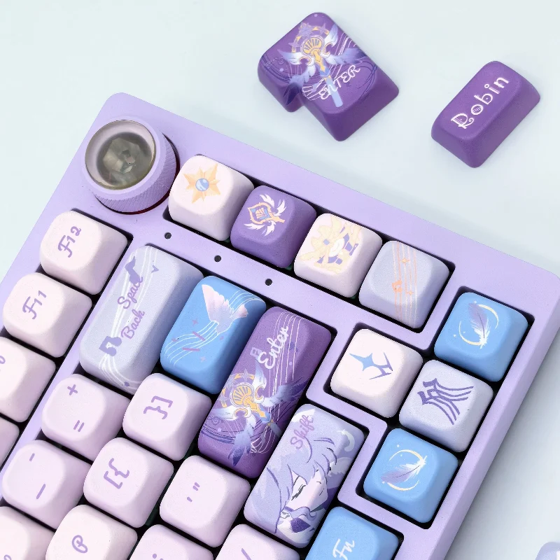 Cute Purple Keycaps Custom PBT FOA Profile Key Cap Original Artisan Point Keycap for Gaming Wooting Crush80 Mechanical Keyboard