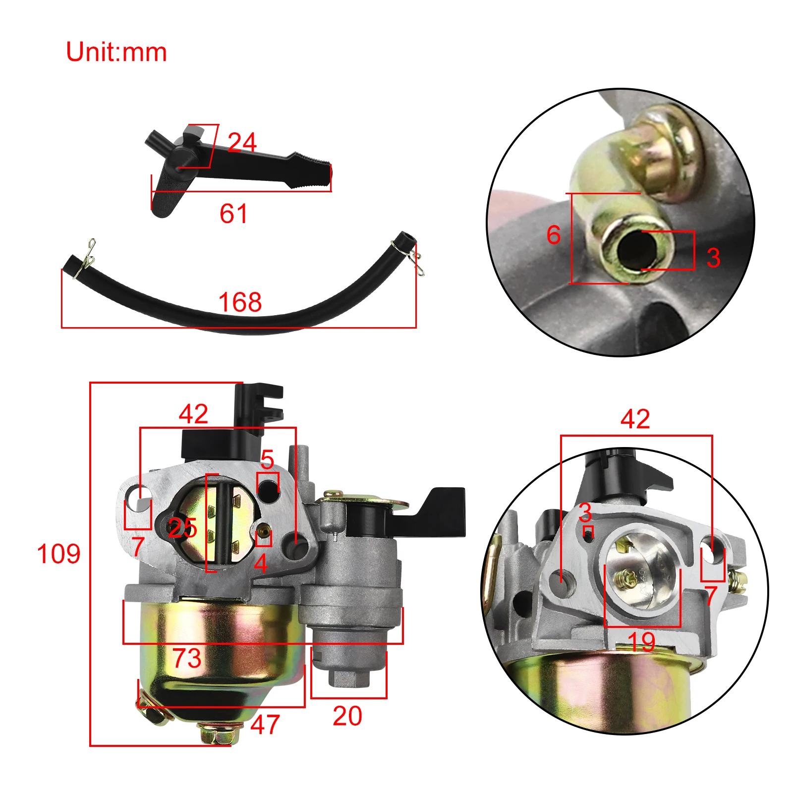 Carburetor Carb for Honda GX120 GX140 GX160 GX200 GX168 168F 5HP 5.5HP 6.5HP Engine Motor Pressure Washer Lawn Mower Generator