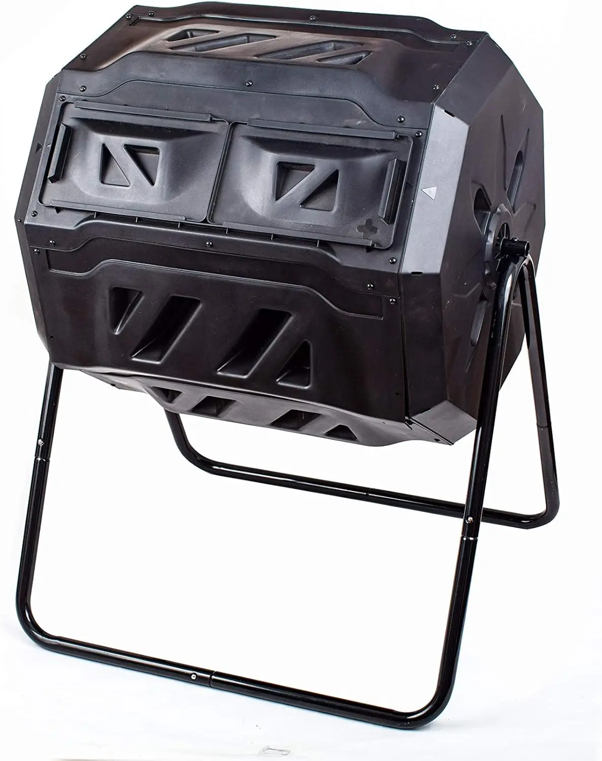 كوب سماد مزدوج الغرفة سعة 42 جالونًا للحديقة، أسود - سلة سماد خارجية فعالة #5