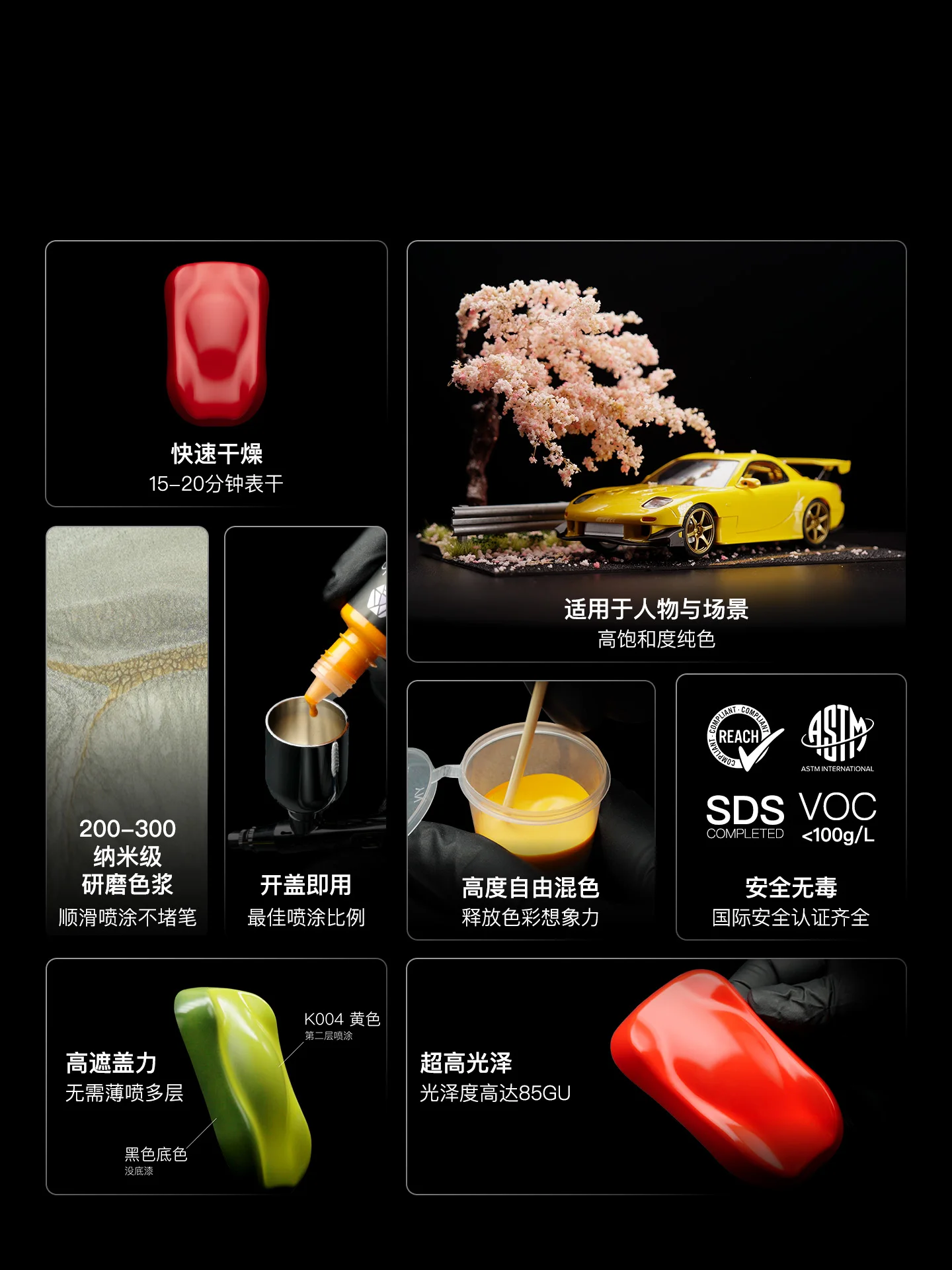 Paint Spraying Pre Mixed High Gloss Water-Based Solid Color Model Coloring Kaleido K001-K024 20ml