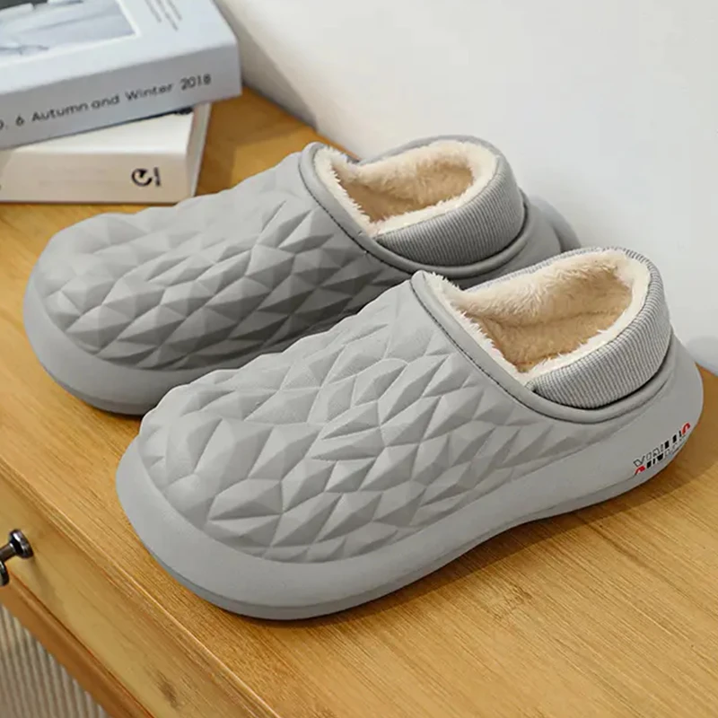 2024 Eva Vrouwen Lichtgewicht Katoenen Slippers Slip Op Waterdichte Klompen Unisex Huis Schoenen Dikker Zool Verhoogde Anti-Slip Warme Wraps