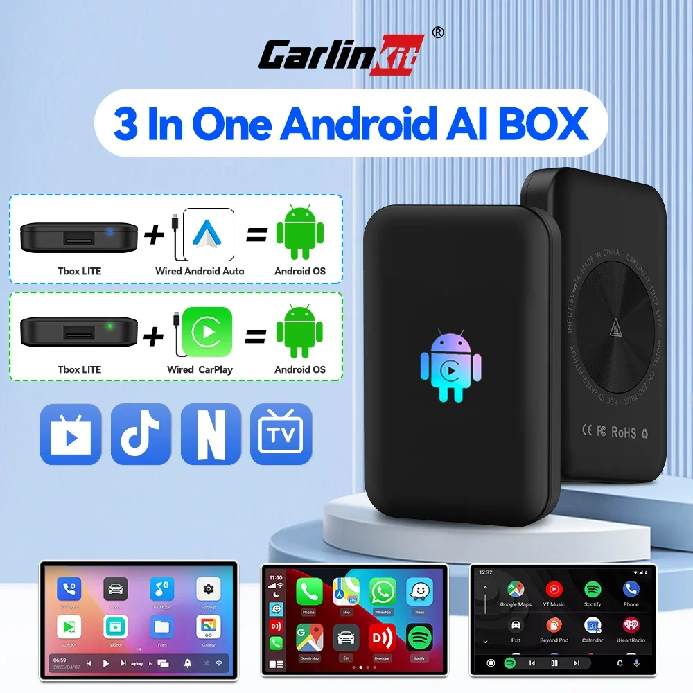 

CarlinKit New CarPlay Android TV Box Wireless CarPlay AndroidAuto Adapter Car Multimedia Smart Ai Box for Netflix Youtube 5GWiFi