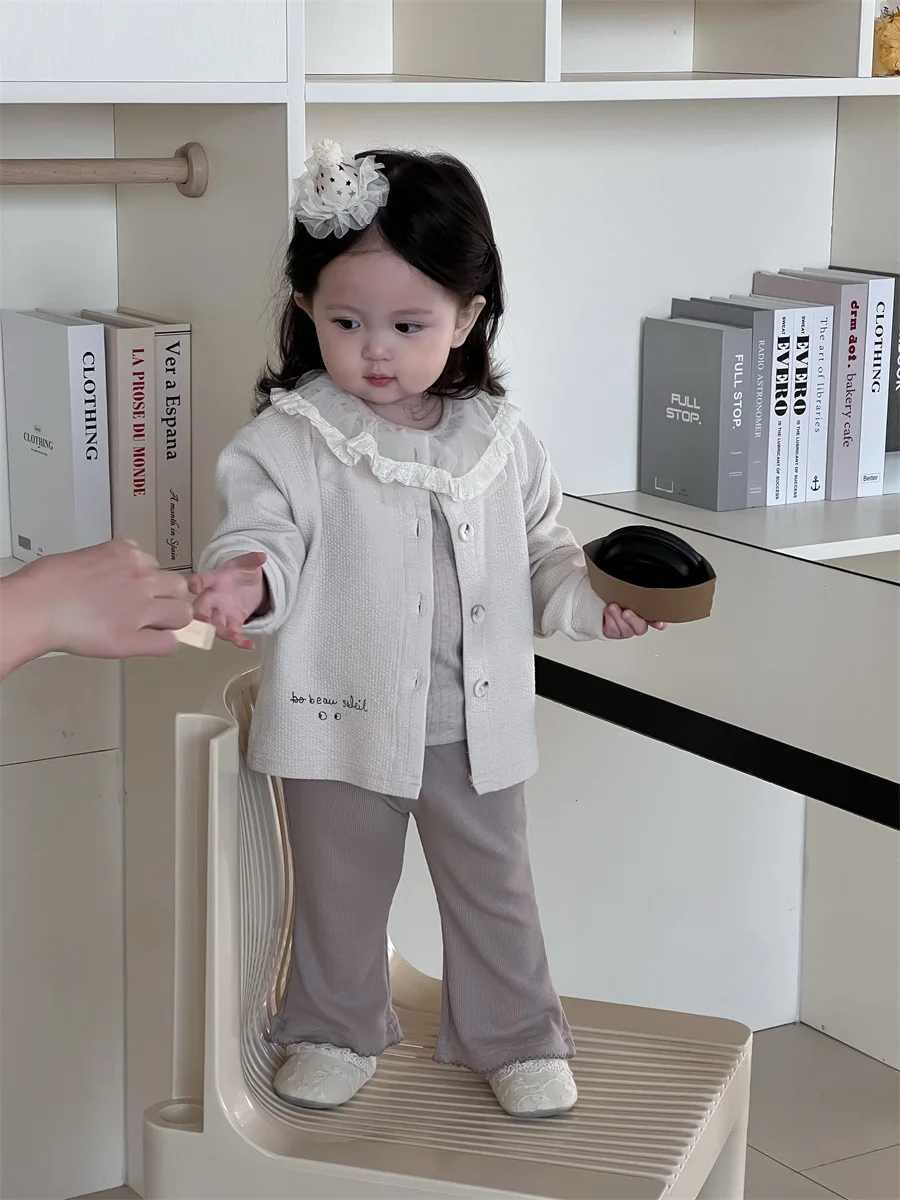 Cartoon Letter Cardigan Cotton Toddler Loose Casual Jacket Kids Clothes 2025 Spring New Baby Long Sleeve Coat Infant Girls