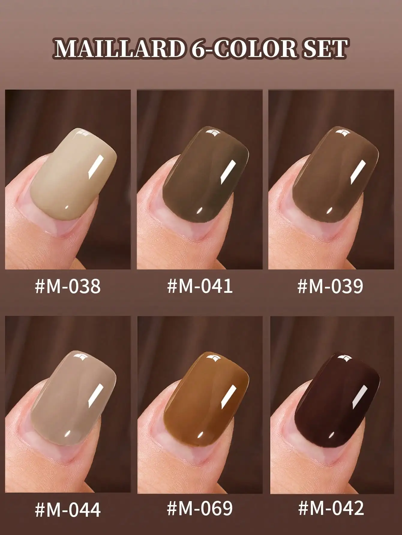 XEIJAYI 6 szt. 15ML Żel do paznokci z serii Brow, półtrwały hybrydowy lakier hybrydowy, top coat, żel do paznokci UV LED do zdobienia paznokci, do demontażu wodą