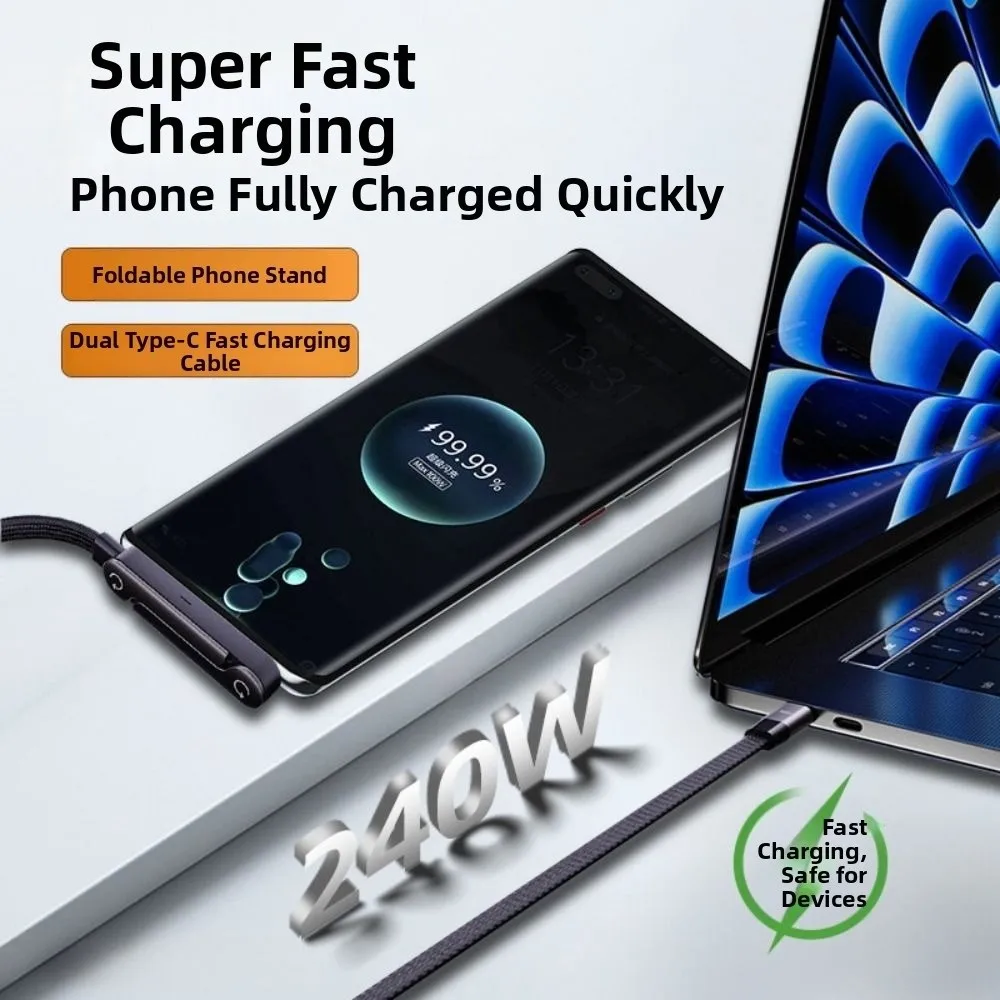 Portable 360° Rotating Super-fast Charging Bracket Detachable Foldable Charging Cable Adapter Data Cable Converter