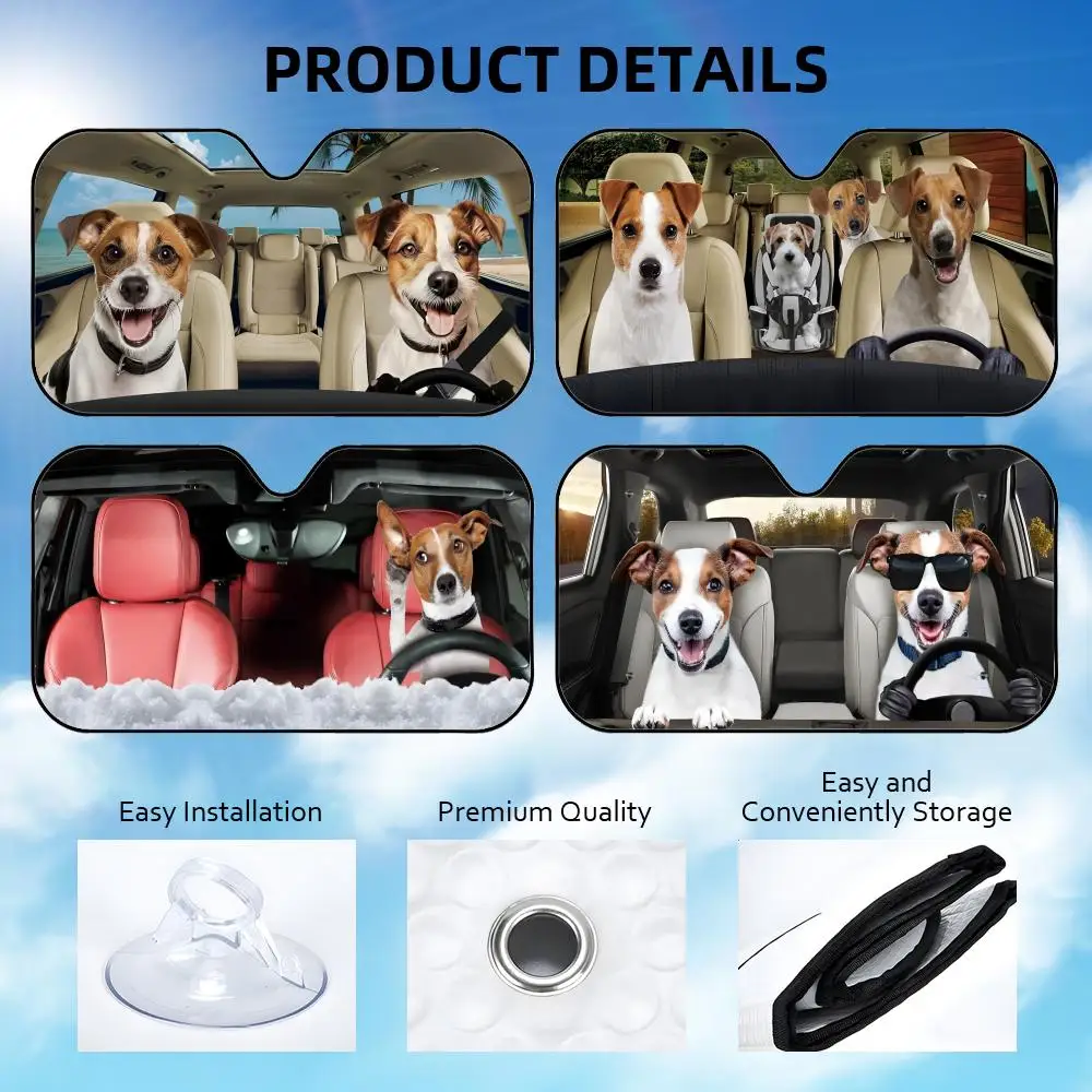 

Солнцезащитный козырек для автомобиля с изображением собаки породы Джек-рассел-терьер, многоразовый, из алюминиевой фольги, защита от УФ-излучения, теплоизоляционный чехол-накидка