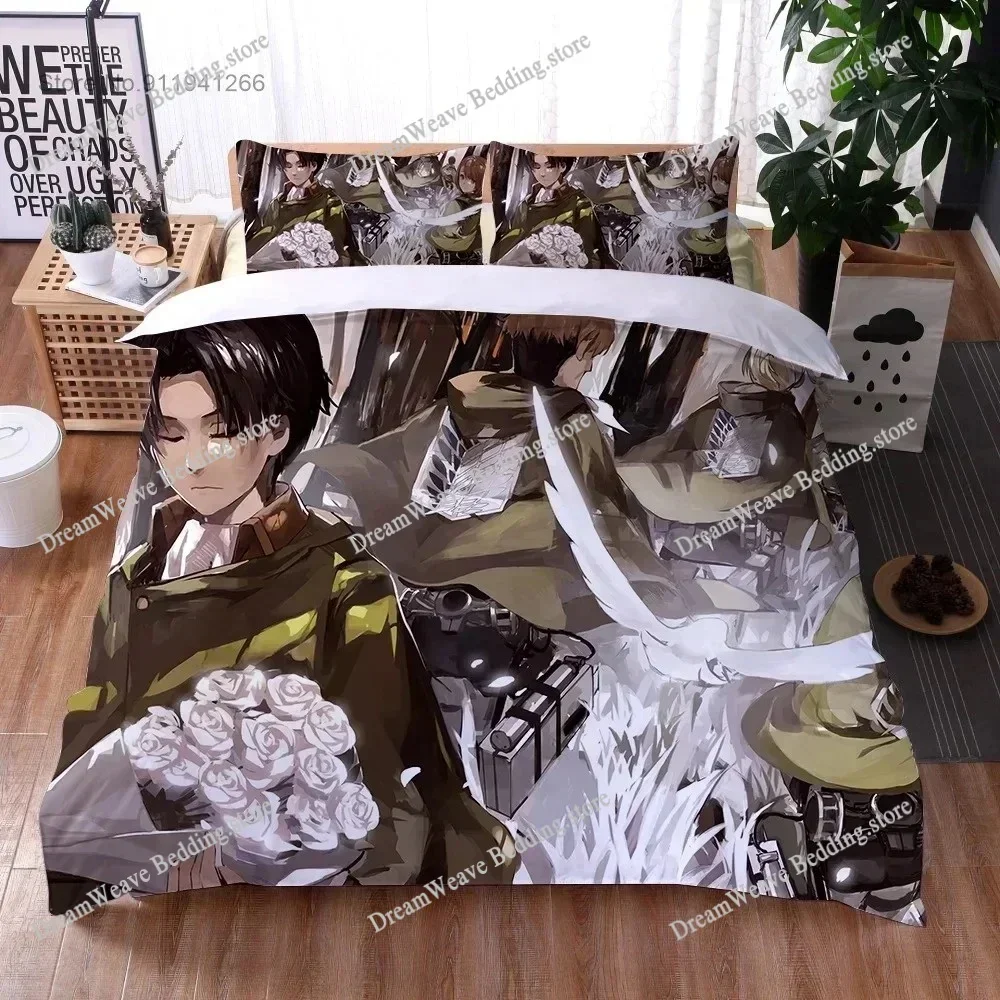 Anime Attack on Titan Custom Duvet Cover Cartoon 3D Print Boys Bedroom Decor Gifts Quilt Cover Pillowcase Bedding Set519519
