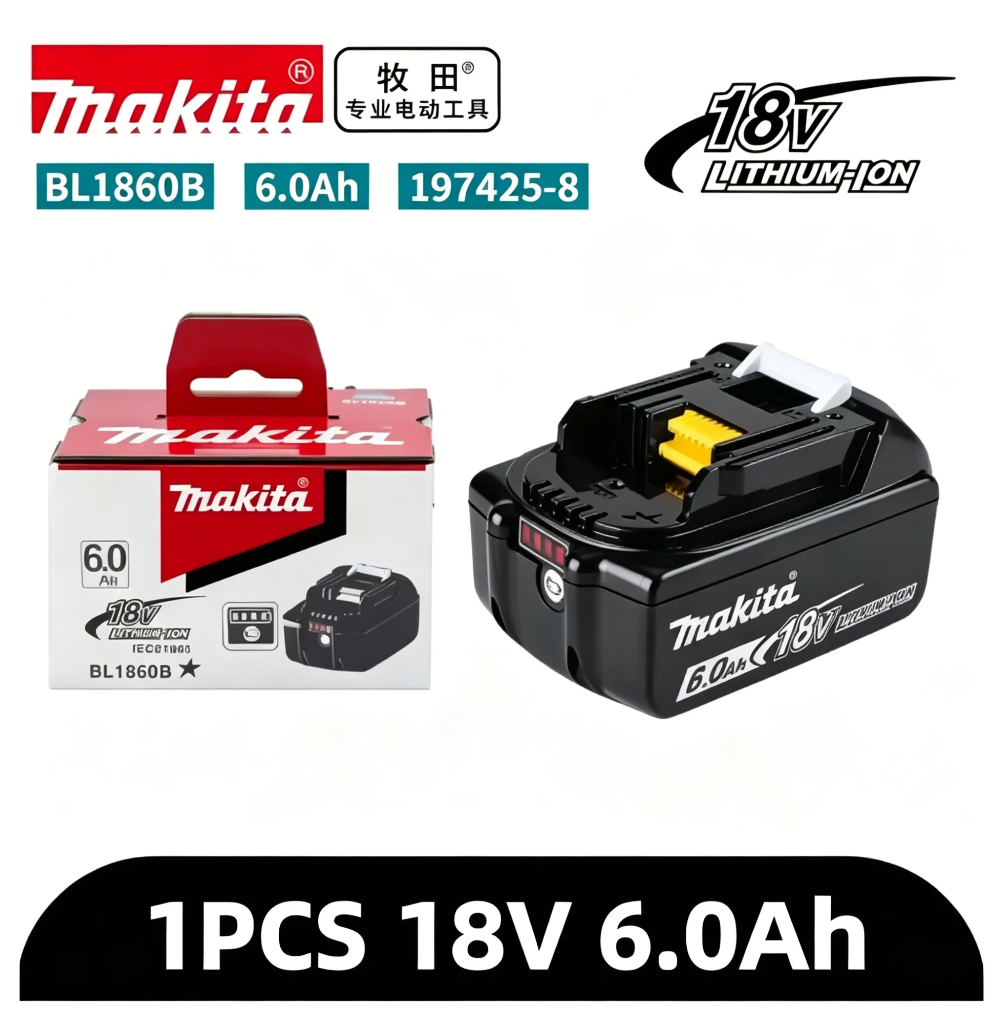 Original 18V Makita Battery Compatible with DDF487 DGA404 DTW700 DTD173 Lithium-Ion Power Tool Replacement