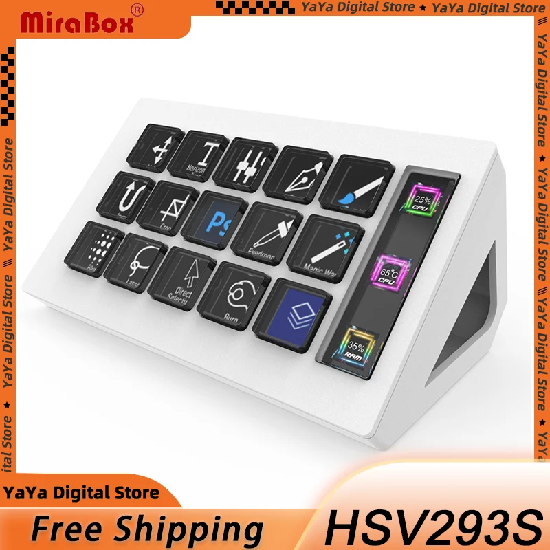 Mirabox293s StreamDeck Mini Visual Keyboard 15Keys Stream DeckLCDButtons Live Content Creation Controller Custom Buttons for Win