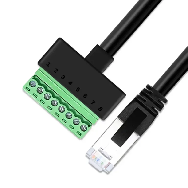 Solderless Network Cable RJ45 to 8Pin Extension Adapter Green Welding-free Shielded 8P8CMale to Female Wiring Terminal