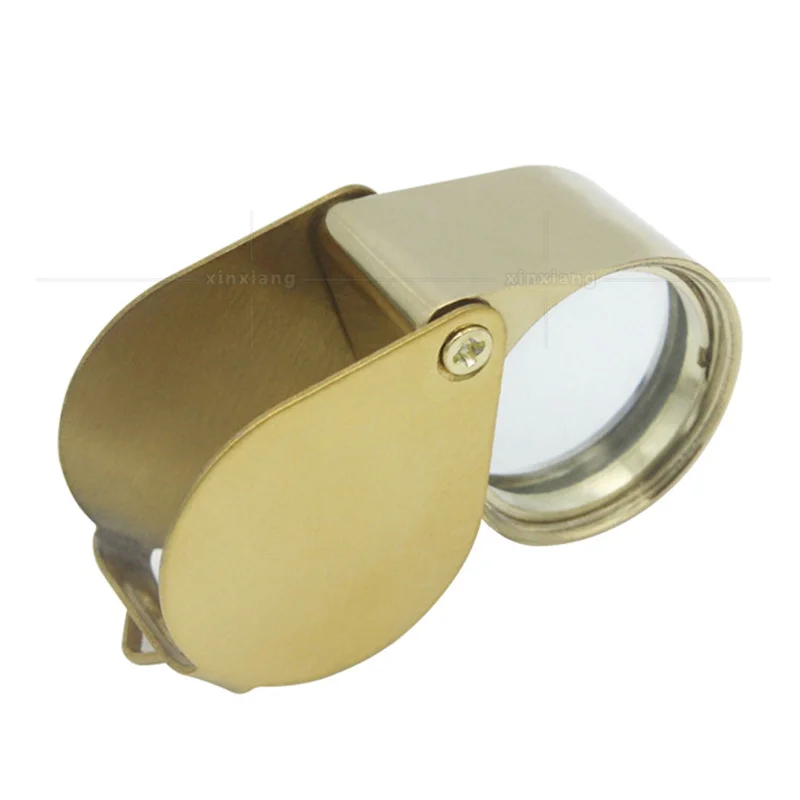 30X Folding Pocket Jeweler Magnifier Golden Color Foldable Magnifying Glass Portable Jewelry Loupe Monocle Mini Microscope