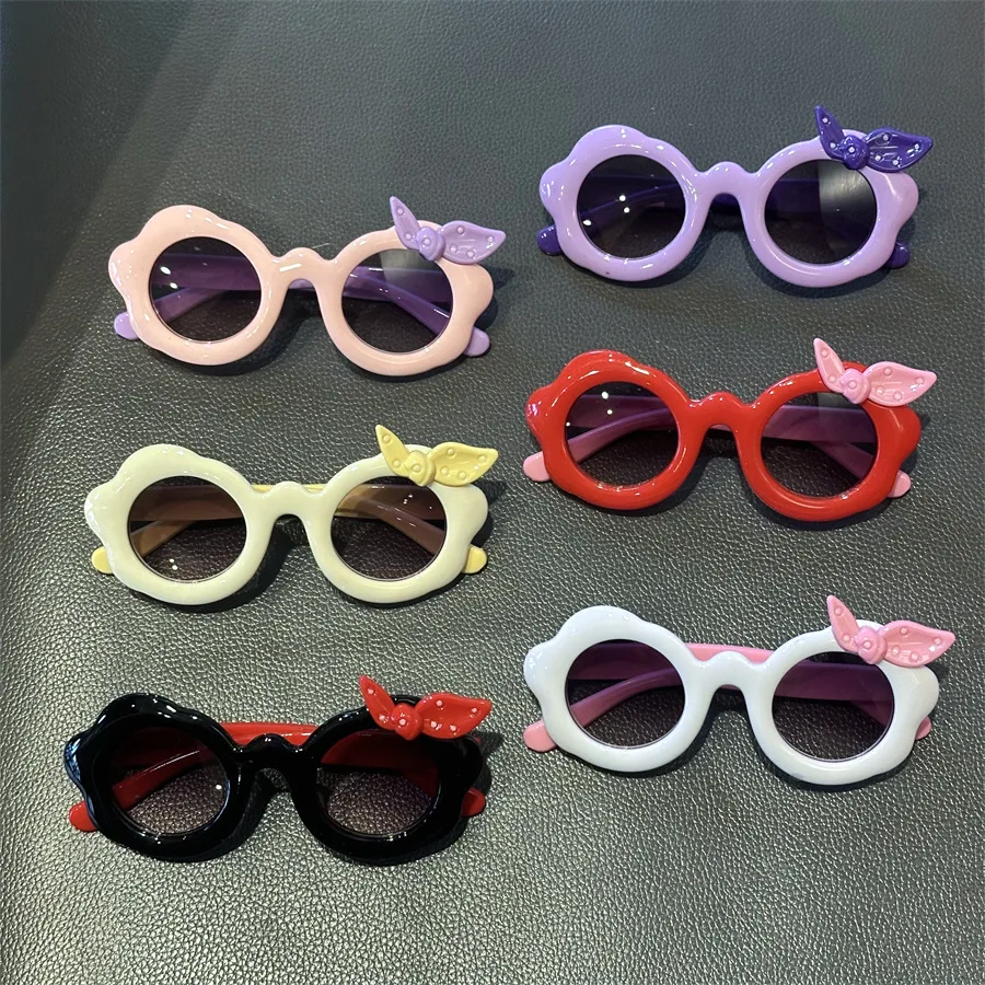 Lovely Bowknot Children Sun Glasses Candy Color Flower Frame Sunglasses Toddler Baby Girl Photography Props UV Protect Eyewear