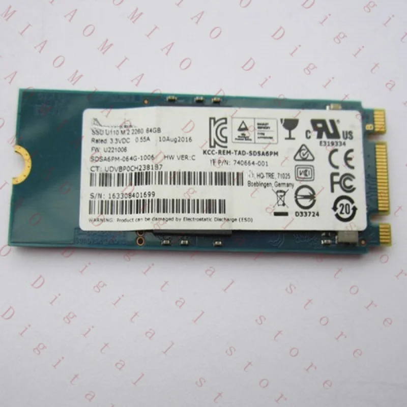 RT  For Sandisk M.2 NGFF 64G 2260 SATA Protocol Solid State Drive MLC 740664-001