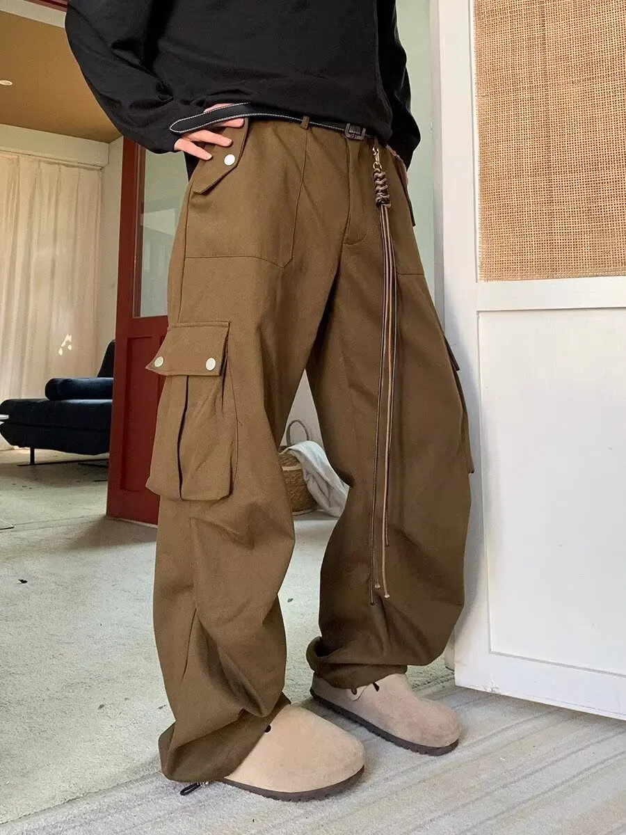 HOUZHOU Wide Cargo Pants Men Baggy Oversize Cargo Trousers Male Oversize Loose Casual Streetwear Hip Hop Pocket Spring
