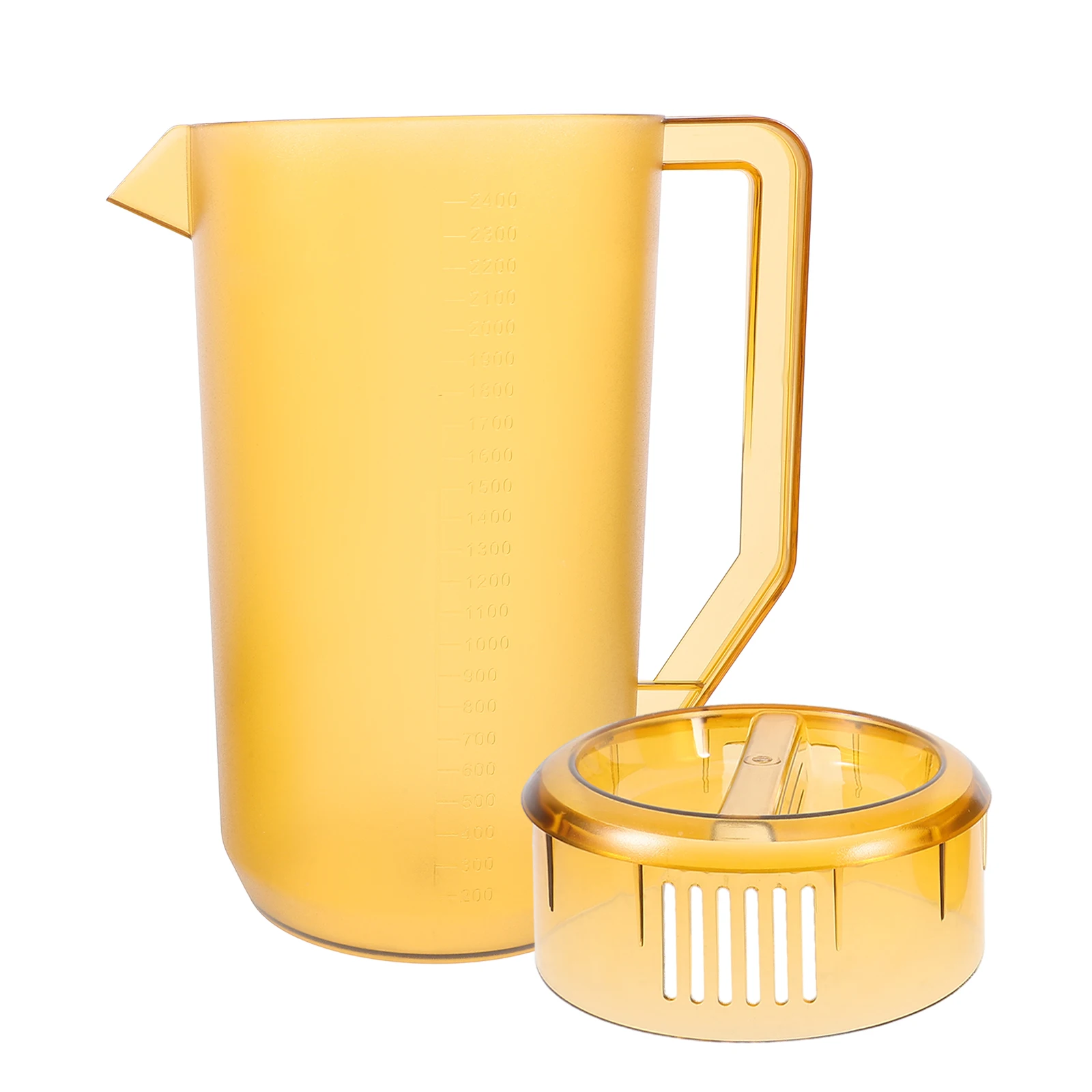 

Cold Water Pitcher Large Capacity Frosted Juice Jug Lid Kitchen Beverages Measuring Plastic Container Fruit Serving