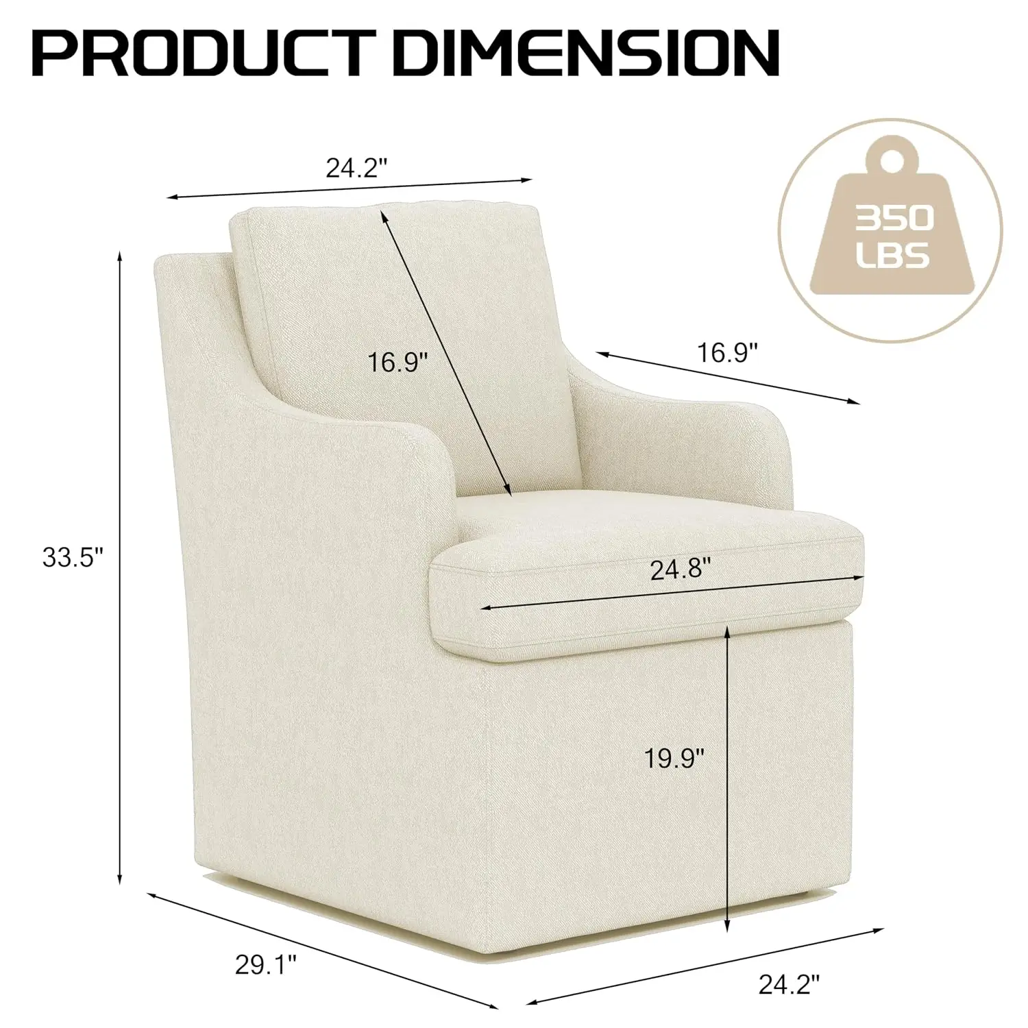 Chenille Rolling Dining Chairs with Armrest & Casters, Washable Cover, Easy Assembly for Living Room & Bedroom, Customized