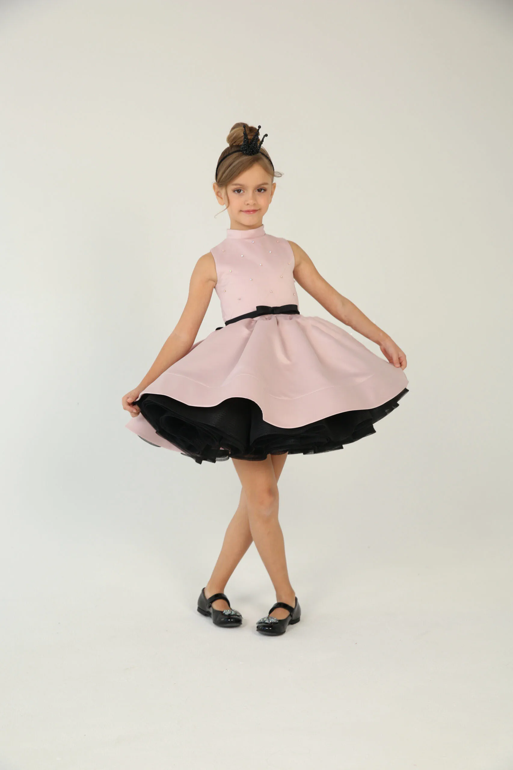 فستان فتاة الزهور لحفلات الزفاف من الساتان بدون أكمام مطرز بالخرز فستان أنيق لأداء البيانو فستان حفلة عيد الميلاد مخصص #4