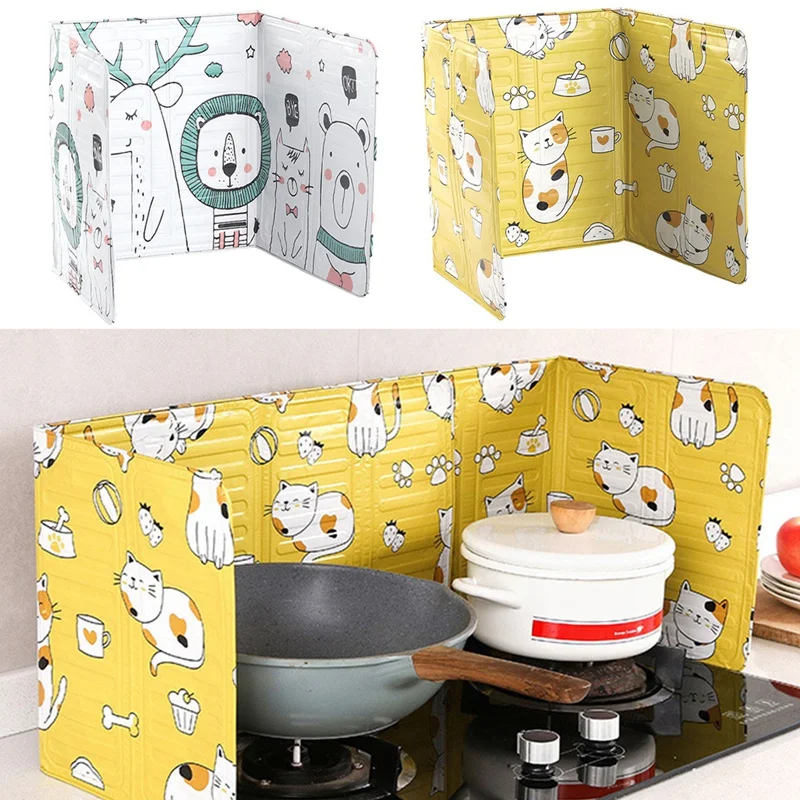 Aluminum Foldable Kitchen Gas Stove Baffle Plate Kitchen Frying Pan Oil Splash Protection Screen Kichen Accessories