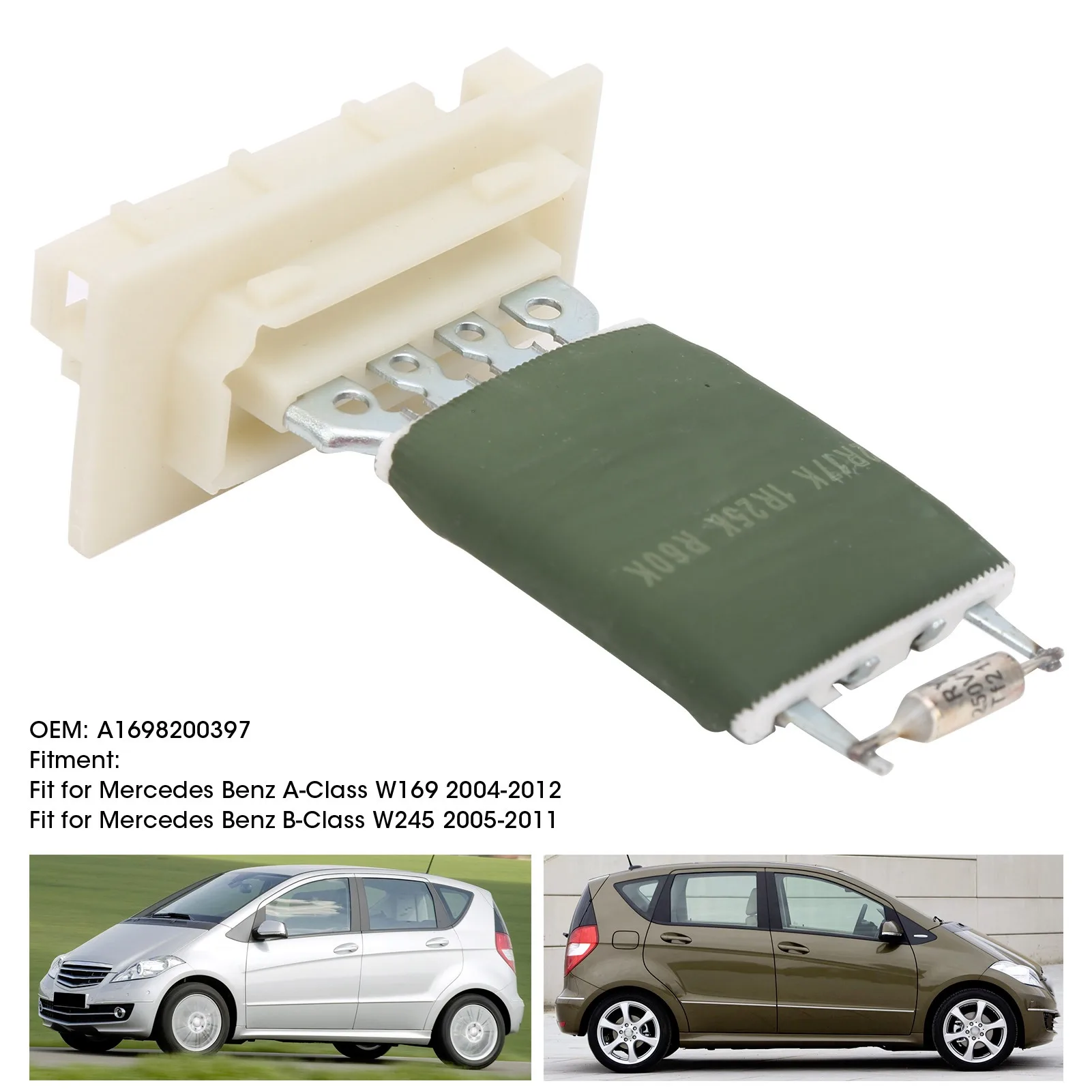 

Heater Blower Resistor Replacement Heater Blower Motor Resistor A1698200397 Fit for Mercedes Benz A‑Class W169/B‑Class W245