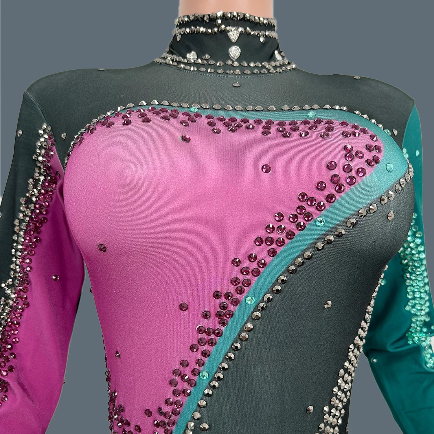 Nightclub Party Stage Performance Wear Rhinestone Spandex Elastic Tight Fitting Jumpsuit Festival Carnival Dance Outfit Zhuangse