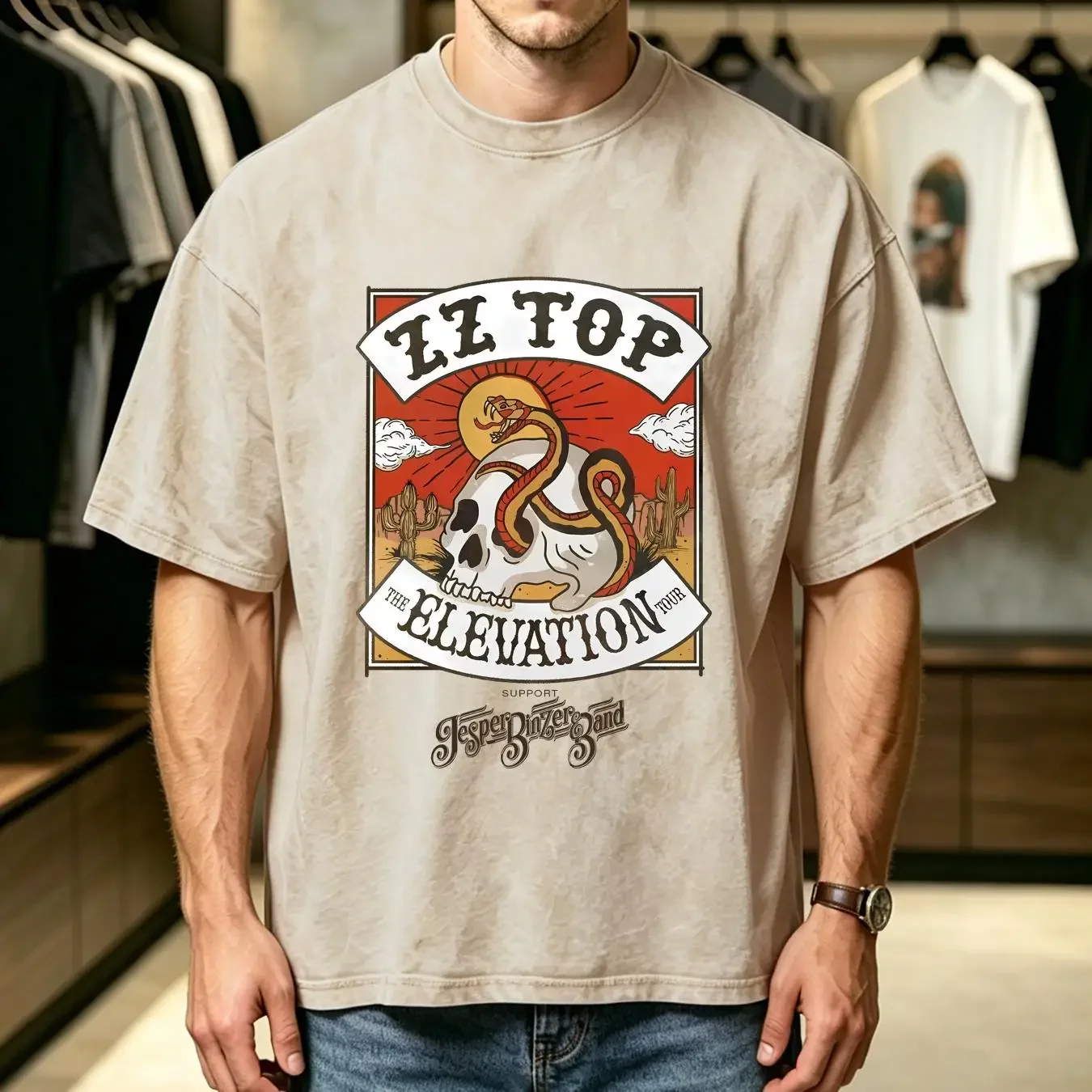 washed T Shirt New Zz Top the elevation tour For Fans All Size 1LU259 long or short sleeves vintage Washed Stretched Versatile