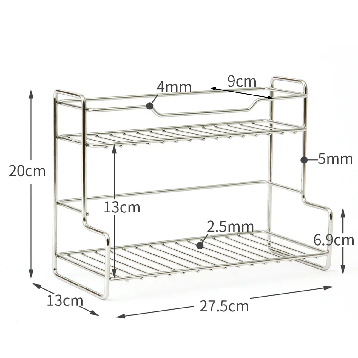 Stainless Steel Storage Shelves, Tabletop Storage Shelves, Stackable Condiment Shelves Storage in The Bathroom Kitchen