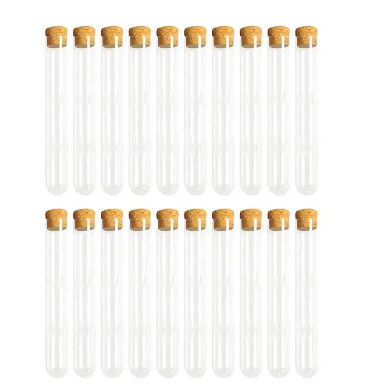 30Pcs Clear Test Tubes with Cork Stoppers Vials Container Sample Tubes for Candy Jewelry Beads Powder Scientific Experiments
