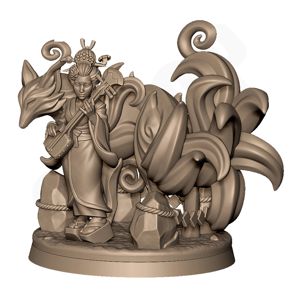 

1:24 Japan MusicGeisha Fox 3d Printed Model Resin Unpainted Figure Model Kit Miniature Garage Gk Kits Unassembled Diy Toys