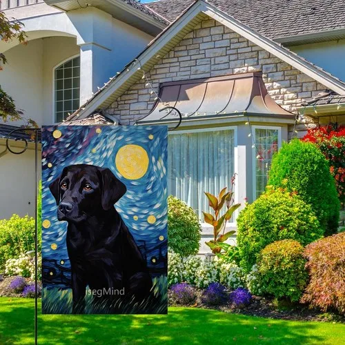 Welcome Summer Black Labrador Retriever Garden Flag Starry Night, 12x18 Inch XXQ