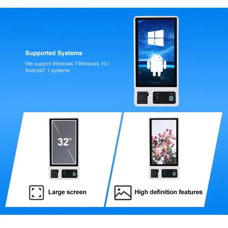 Qr Code Bluetooth 3.0 Wi-Fi Connectivity Terminal Queue Ticket Machine Multi-Platform Self Service Kiosk