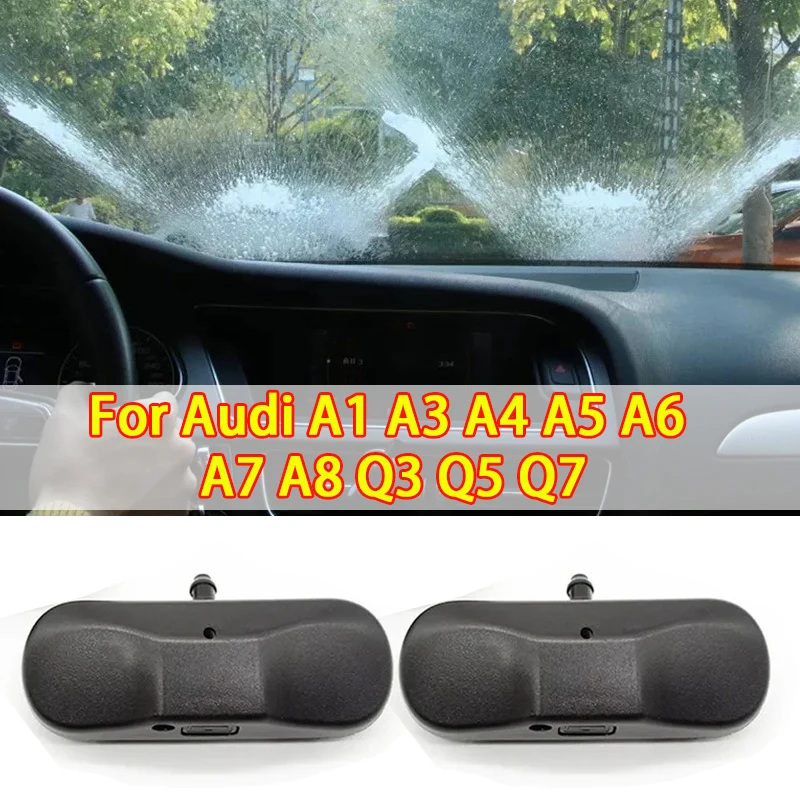 2PCS Front Windshield Washer Nozzles Jet Heated Set For Audi A3 A4 A5 A6 A7 A8 Q3 Q5 Q7