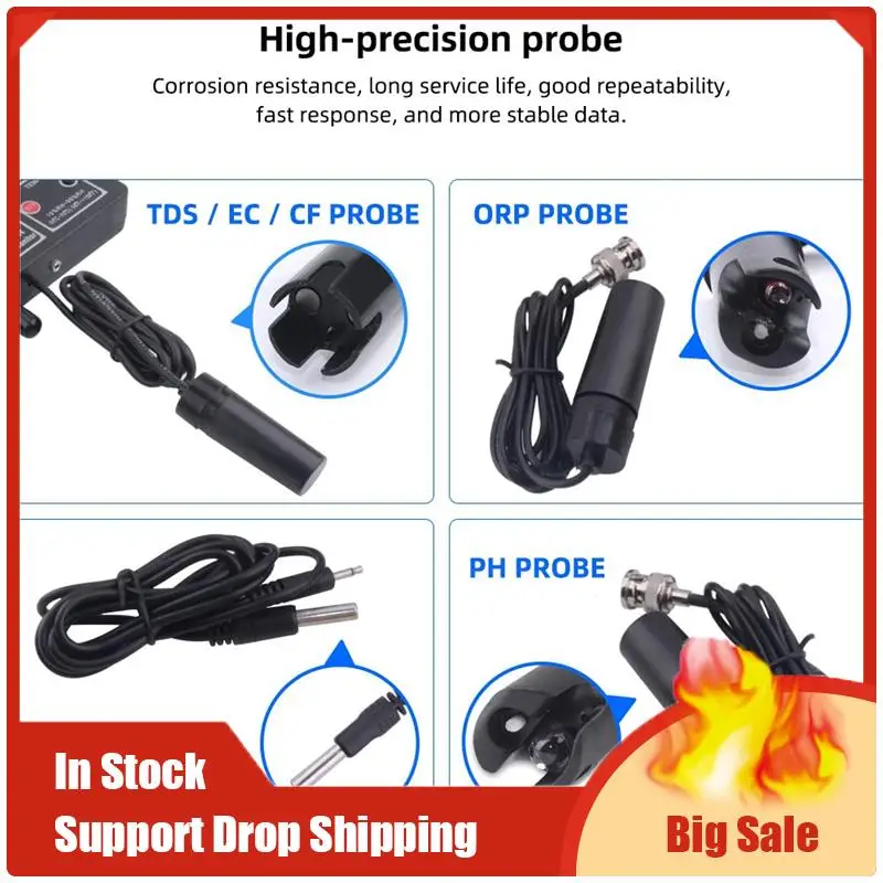 Probador de Calidad del Agua 7 en 1, medidor multifunción EC/TDS/CF/PH/ORP/humedad/TEMP para piscina, estanque de peces, enchufe estadounidense duradero