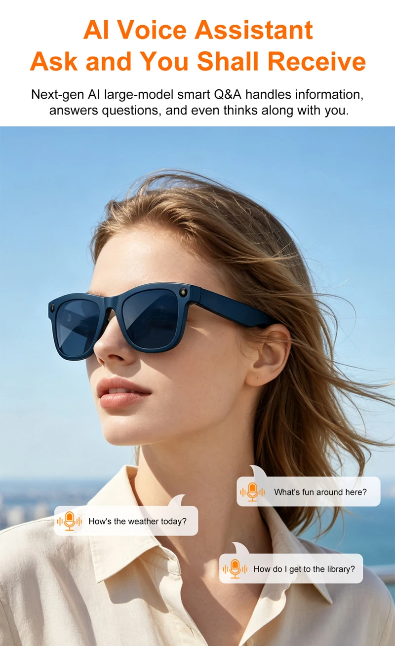  Upgrade Smart AI Glasses with Charging Case 1600W HD 8K Shooting Camera Photo Voice Call Translation Motorcycle Glasses New  ﻿