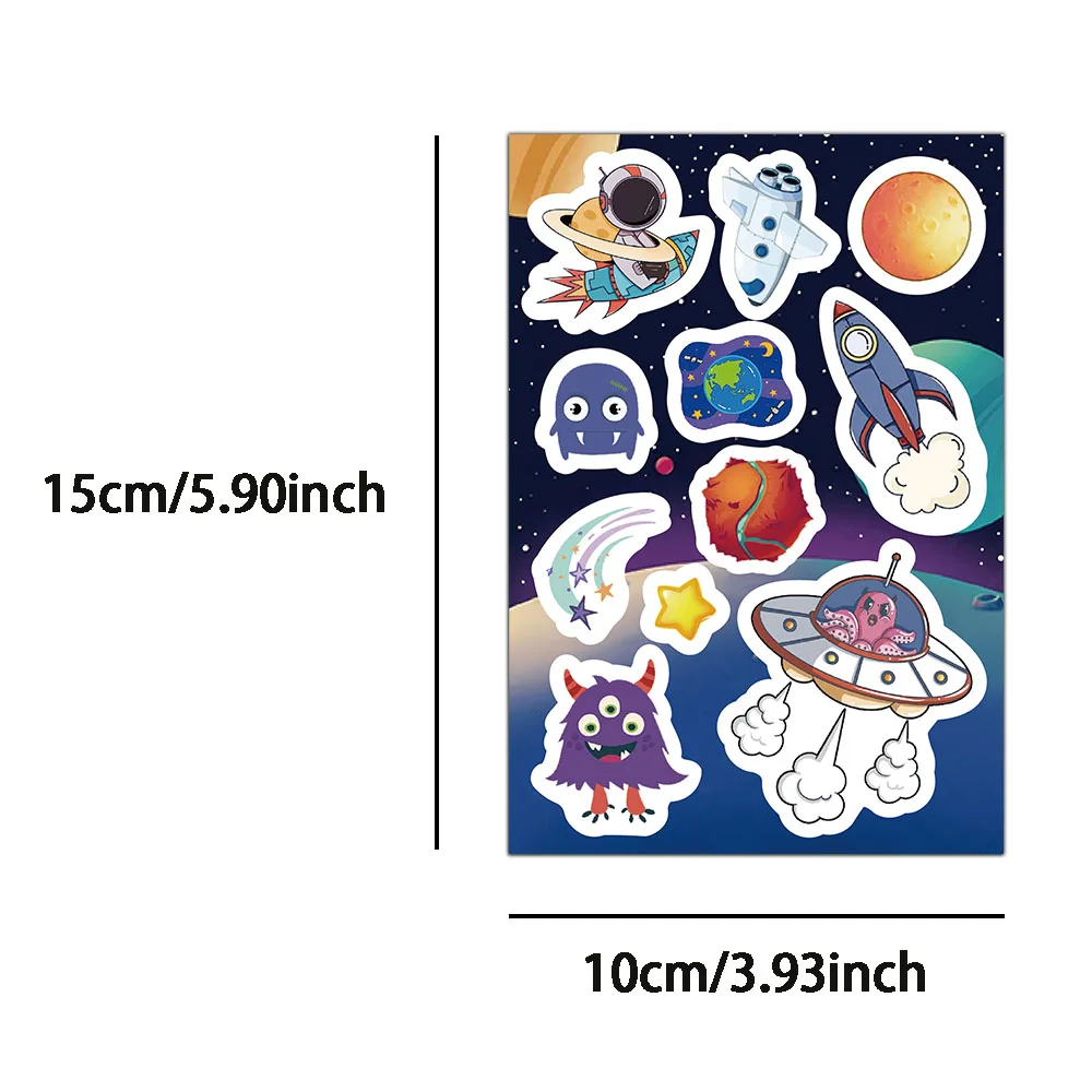 8PCS Space Imagination Collar Stickers Cartoon Cute Ins Style Notebook Decoration Waterproof Stickers