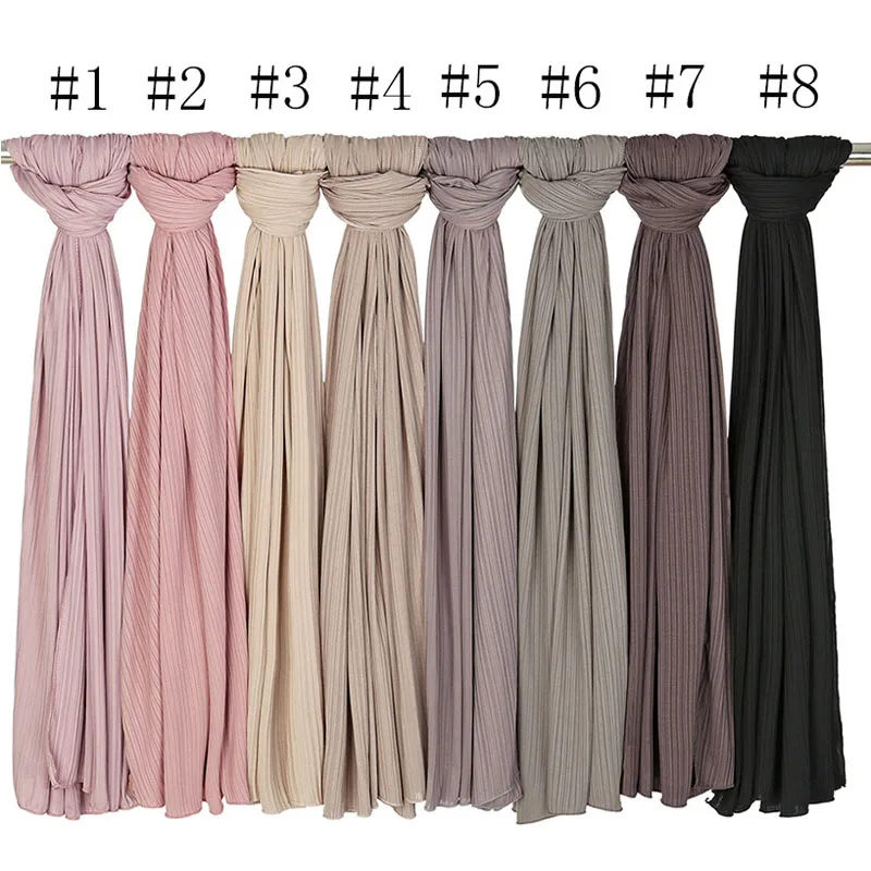 10 Warna Katun Jersey Bergaris Jilbab Elastis Rajutan Syal Jacquard Selendang Muslim Wanita Jilbab Sorban Bungkus Kepala 180*70Cm