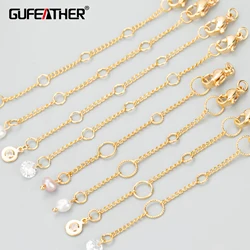 GUFEATHER MC62,jewelry accessories,18k gold plated,copper,zircon,pass REACH,nickel free,extended chain,jewelry making,6pcs/lot