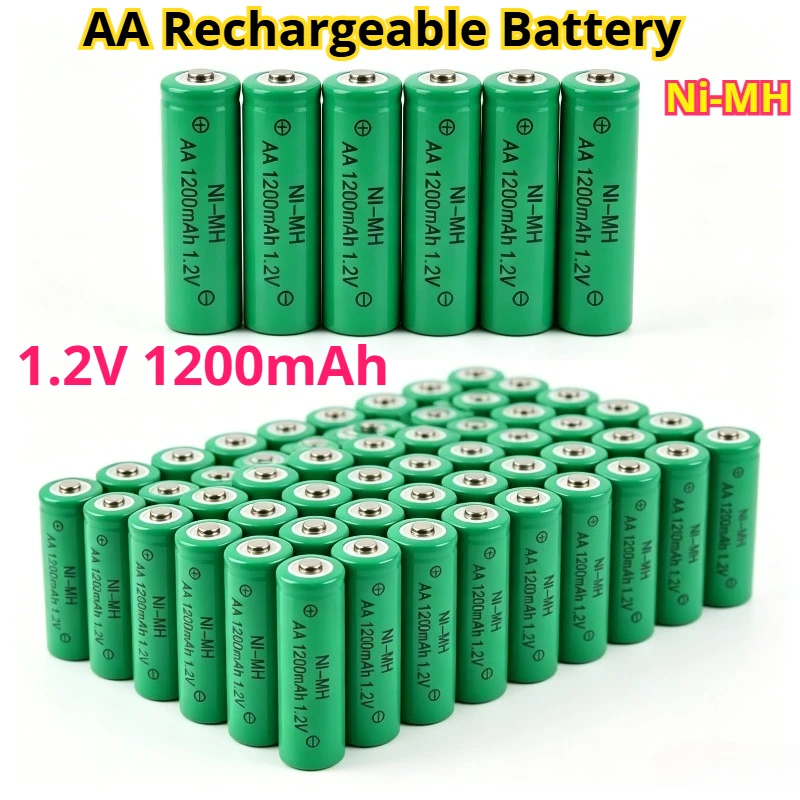 

1.2V AA 1200mAh NiMH Rechargeable Batteries Green Battery Power Supply for Microphone RC Toys Flashlight Mouse Small Clock