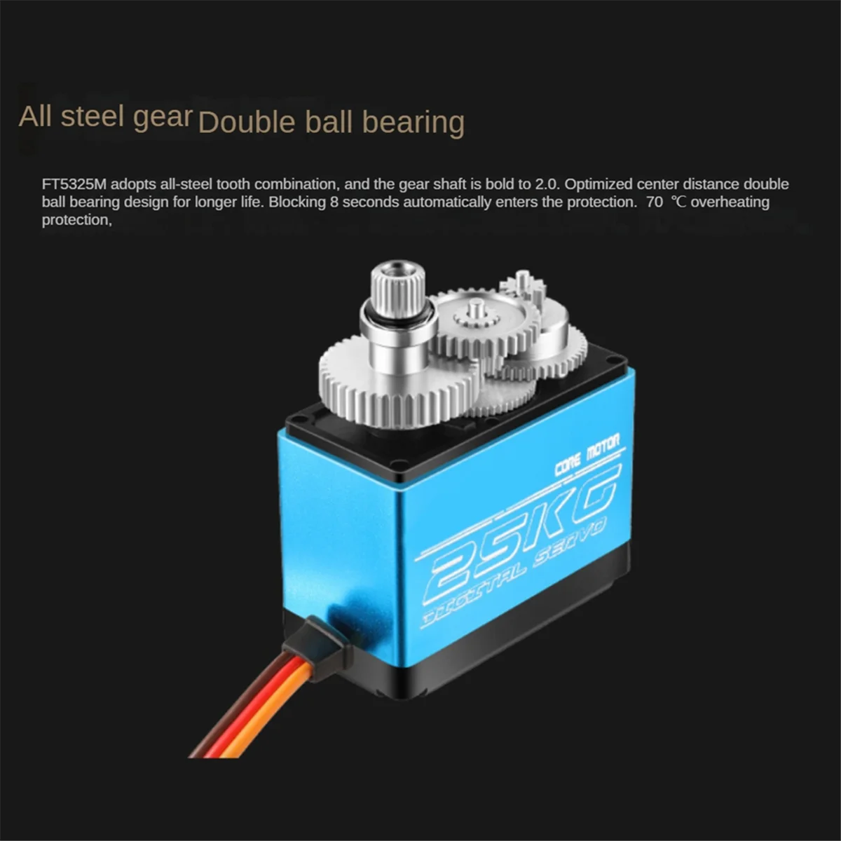 FT5325M 25KG Digital Servo Metal Gear Waterproof Brushless High Speed Servo for 1/8 1/10 RC Car Boat Robot