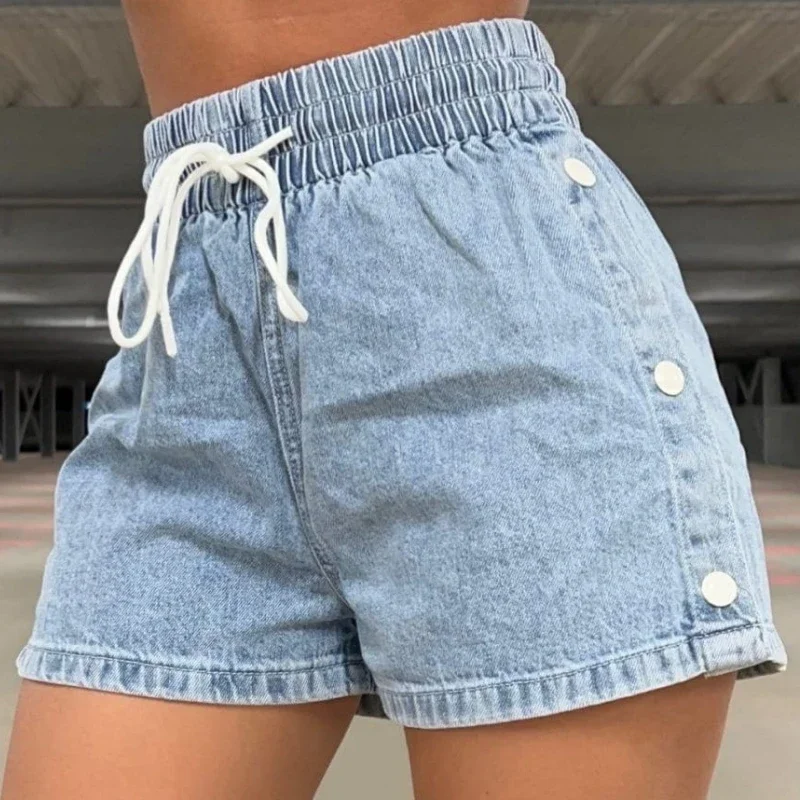 

Denim Shorts High Waist Single-breasted Streetwear Y2k Shorts Summer Thin Sports Short Jeans Harajuku Women's Clothing