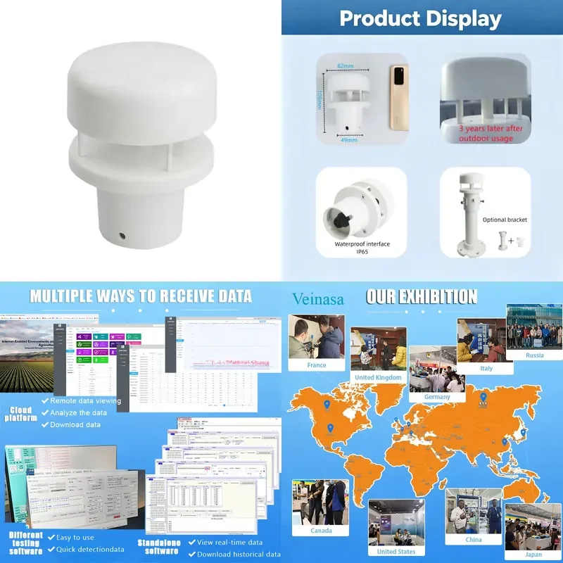 for Veinasa CXS02B 5V Input Waterproof Anemometer Directional Intelligent Wind Speed Sensor Meter