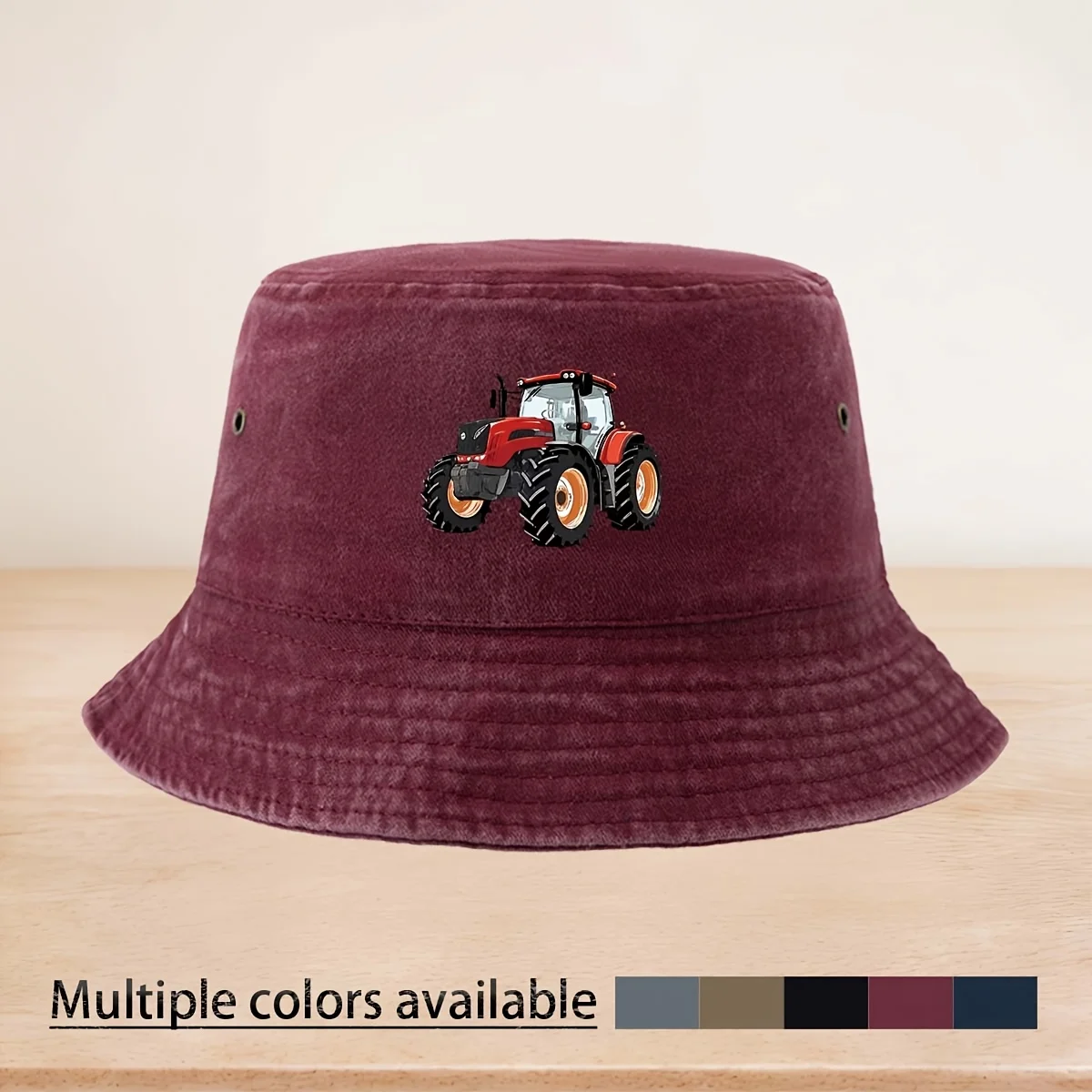 Tractor Printed Pattern High-Quality Fisherman Hat Fashion Casual Cap Foldable Bucket Hat Trendy Fishing Hat Classic Basin Cap L