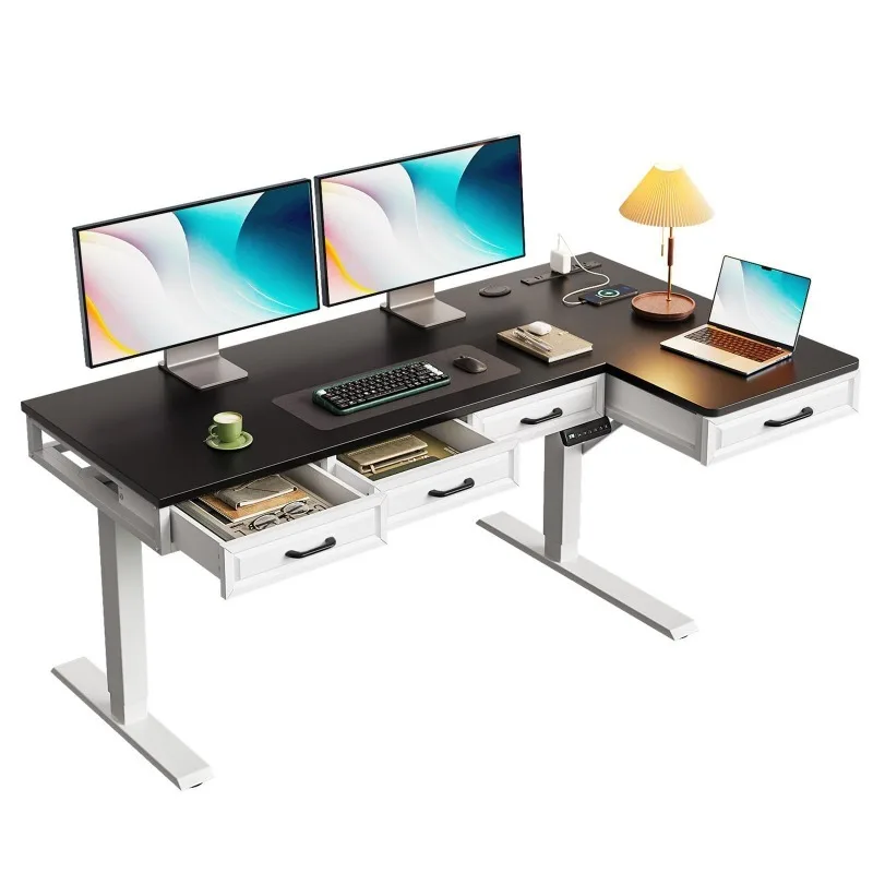 Electric lifting desk, cross-border dedicated supply of panel furniture, factory wholesale, computer desk with drawers