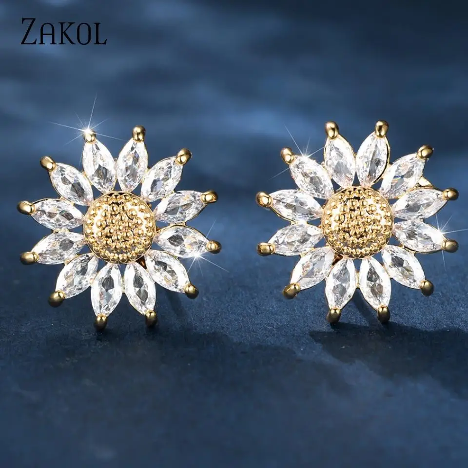 ZAKOL Sweet Cute Low Price Clearance Processing Stud Earrings For Women Copper Micro-inlaid Zircon Daily Versatile Jewelry Gifts