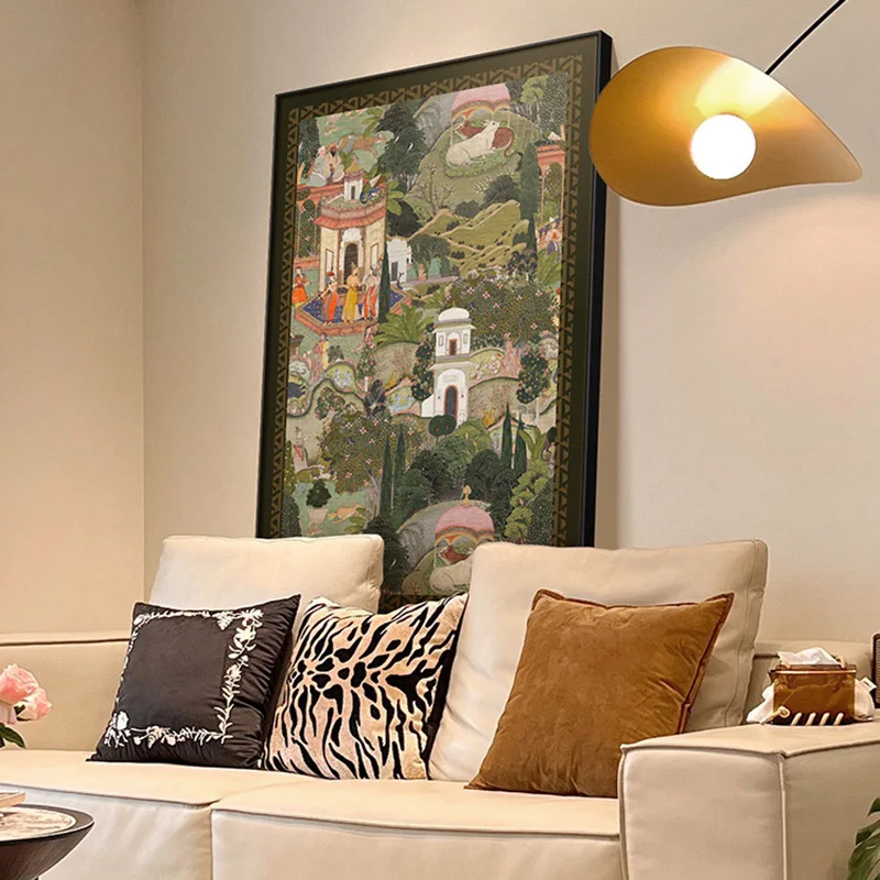 لوحة زخرفية لغرفة المعيشة بتصميم عتيق من العصور الوسطى الفرنسية، لوحة معلقة لممر الشرفة العمودية