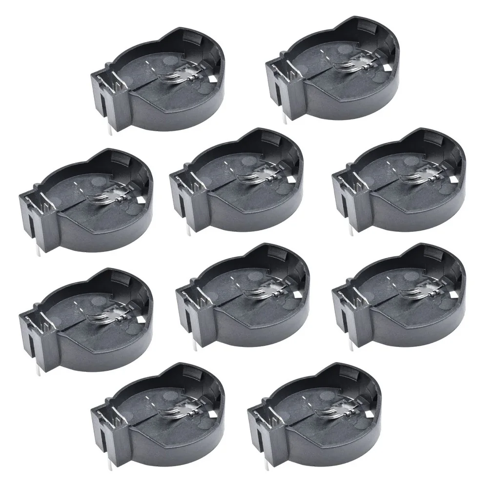 10pcs CR2032 CR2025 Battery Holder Coin Cell Holder Box Case Socket cr2032 with 2 Pins 3V Black Mounting Lead Need Solder