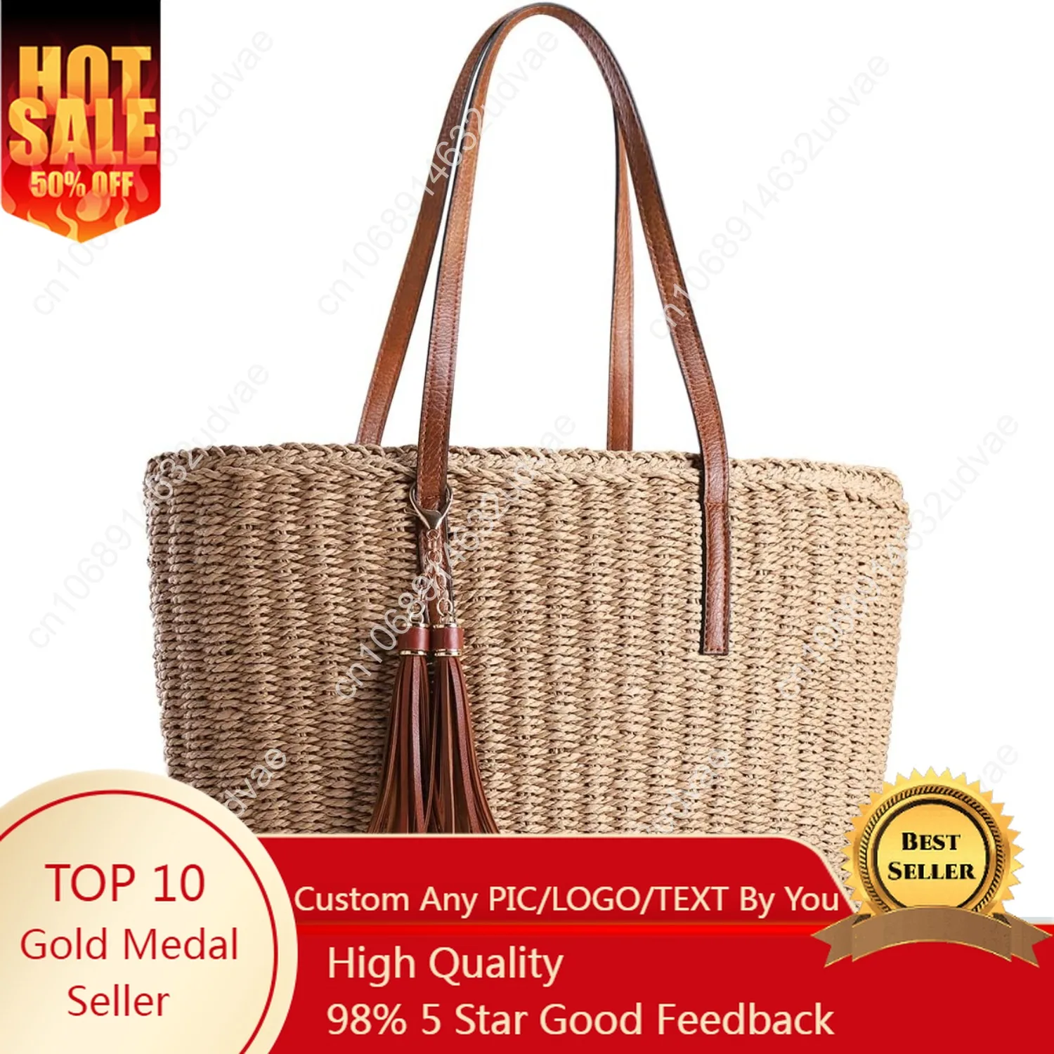 

YXILEE Straw Bags For Women | M Size Travel Straw Totes Bag Woven Summer Handmade Shoulder Bag Handbag
