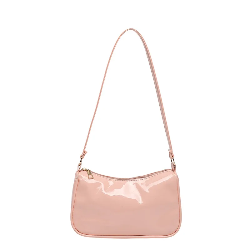 Mini Hobo Purse Shiny Pu Leather Shoulder Bag Waterproof Shoulder Bag Waterproof Pink Underarm Bag For Office Wear Casual Travel